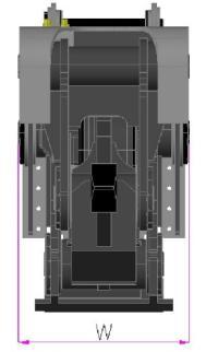 Vibro Ripper dimension reference · Front view